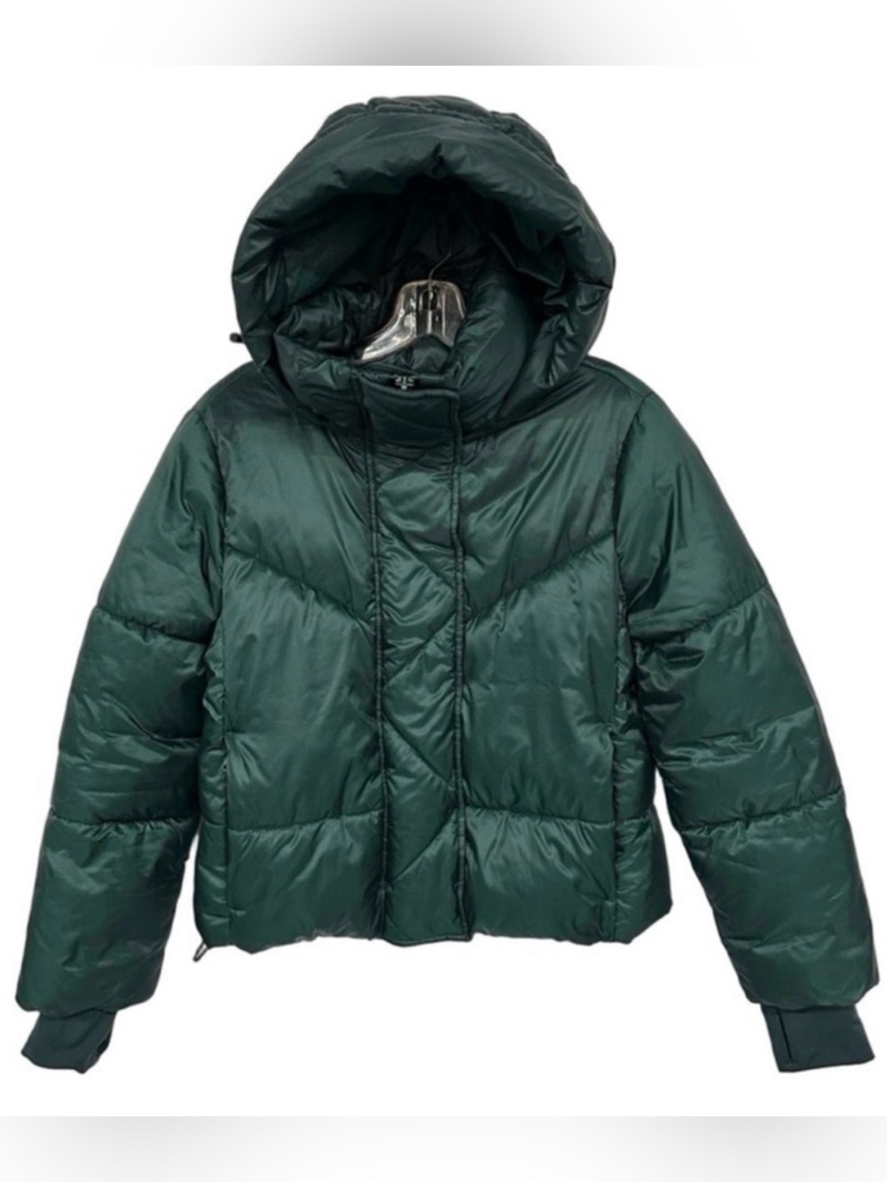 Gap Big Puff cropped hooded jacket XS Hunter green Primaloft Water Resistant